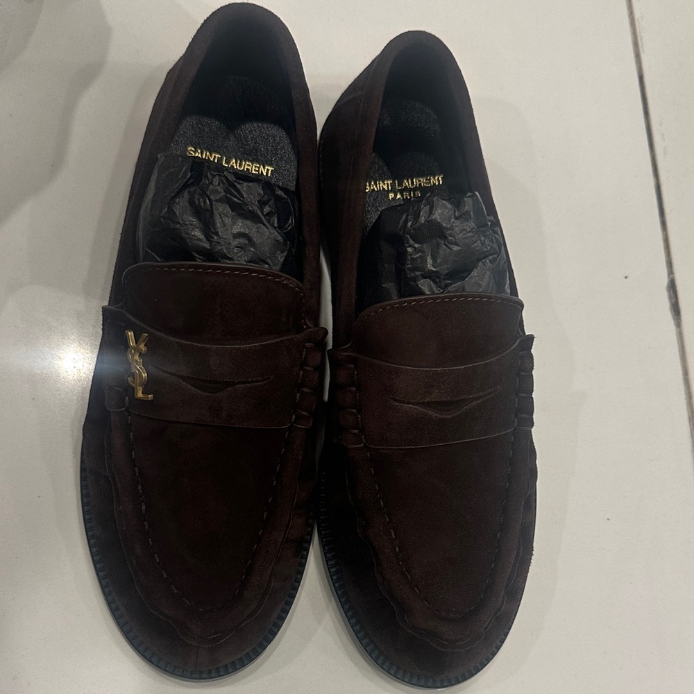 Saint Laurent Womens Brown Loafers